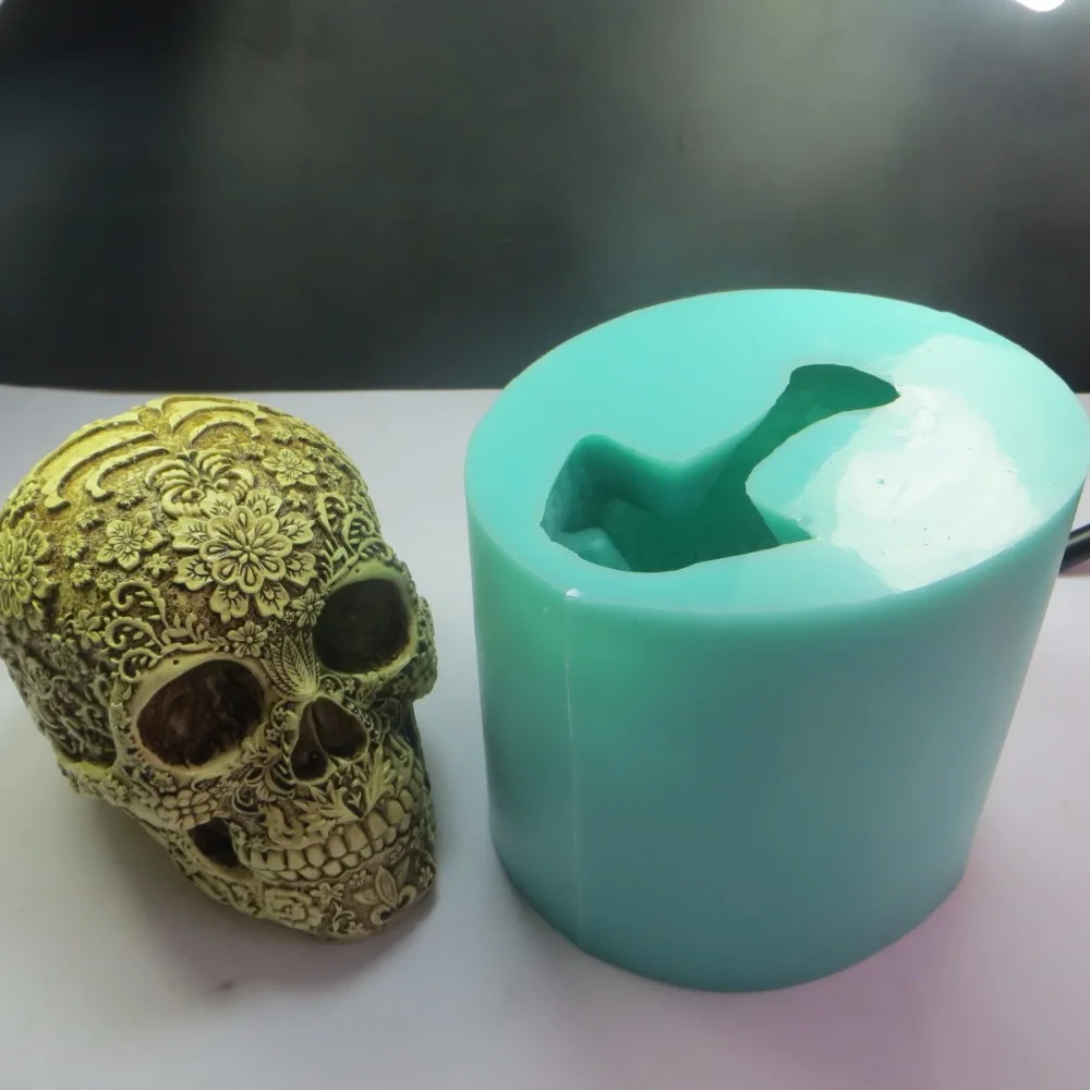 QT0006 силикагель Хэллоуин цветок сливы череп силиконовые формы 3D голова черепа для мыла, кекса, шоколада помадка торт плесень кухонные формы