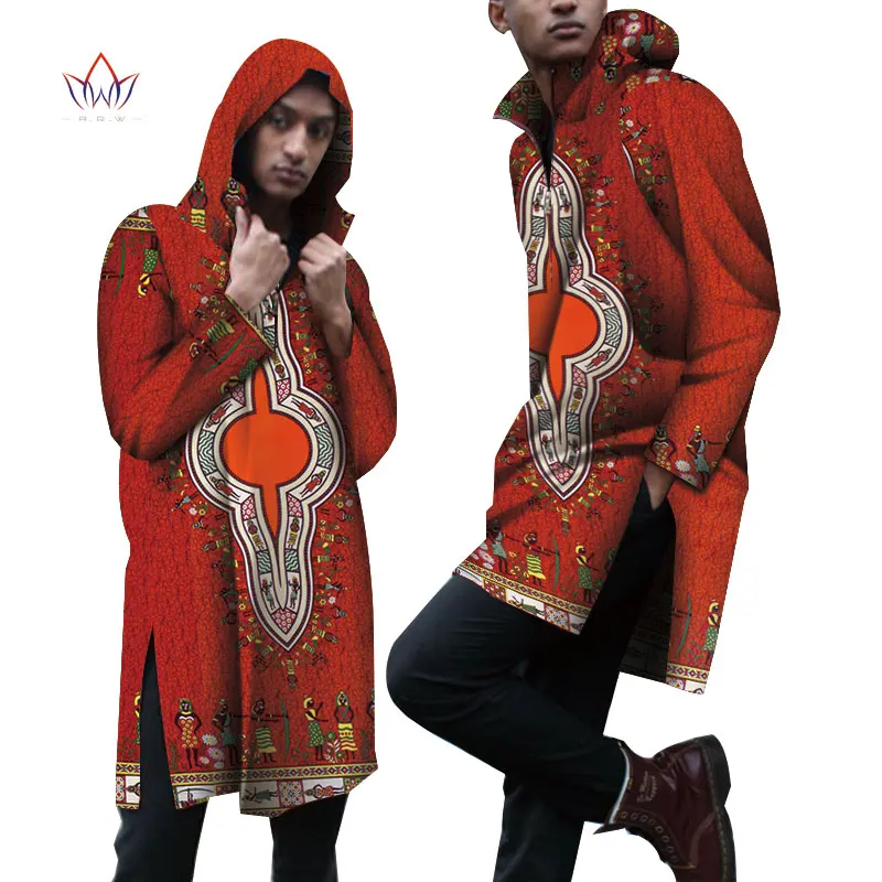 Hooded Jacket Cotton Dashiki African Clothes Men Long Top Shirts Bazin Riche Mens Shirts Traditional African Clothing WYN858