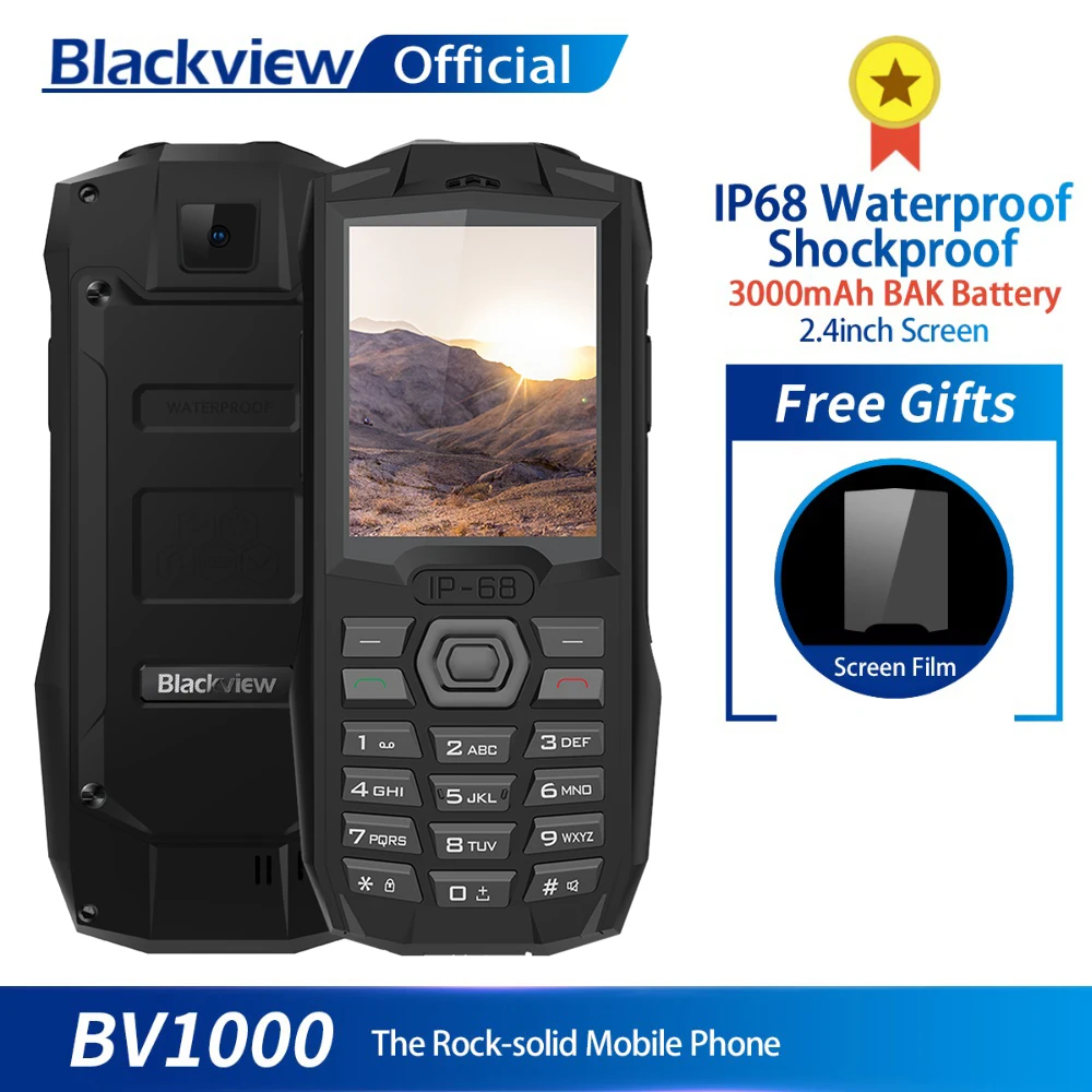

Blackview BV1000 IP68 Waterproof Shockproof Rugged Mobile Phone 2.4inch MTK6261 3000mAh Dual SIM Mini Cell Phone Flashlight