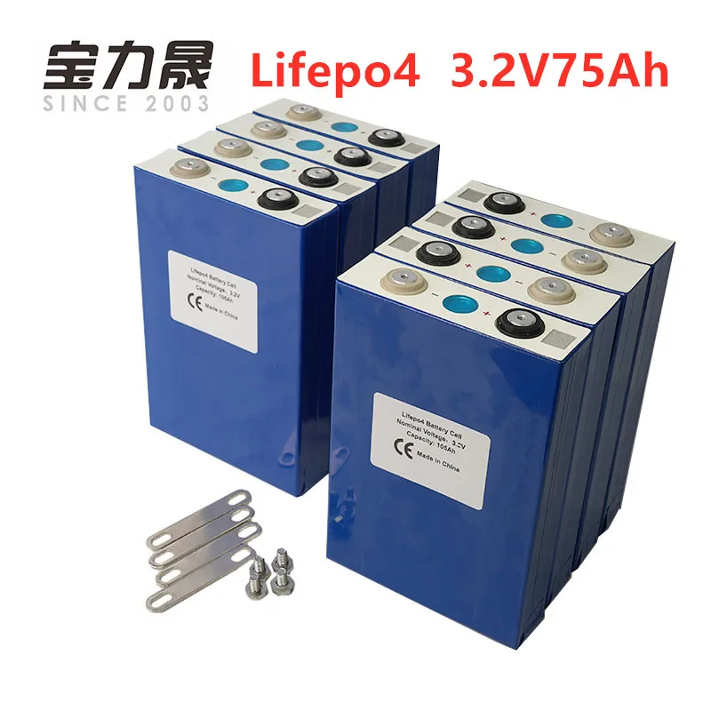 8 шт. Новинка 3,2 В 75ач lifepo4 батарея 24 В призматическая ячейка 12V80Ah для EV RV Ремонтный комплект батарей солнечной Великобритании ЕС США TAX FREE UPS или FedEx