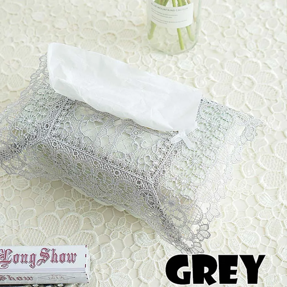 Unique Creative Design Home Household Hotel Table Decorative Embroidered Plaid Elastic Band White Grey Taupe Tissue Box Cover - Цвет: grey