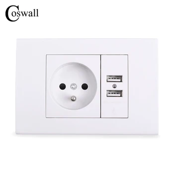 

Coswall Wall Power Socket 16A French Standard Electrical Outlet With 1000mA Dual USB Charger Port for Mobile 118mm*80mm
