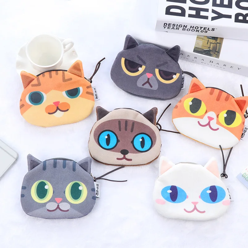 

10pcs Japan Styles 3D Cat Unisex Coin Purse Zipper Pouch Women's Zero Wallet Girl's Small Makeup Bag Animal Key Packet