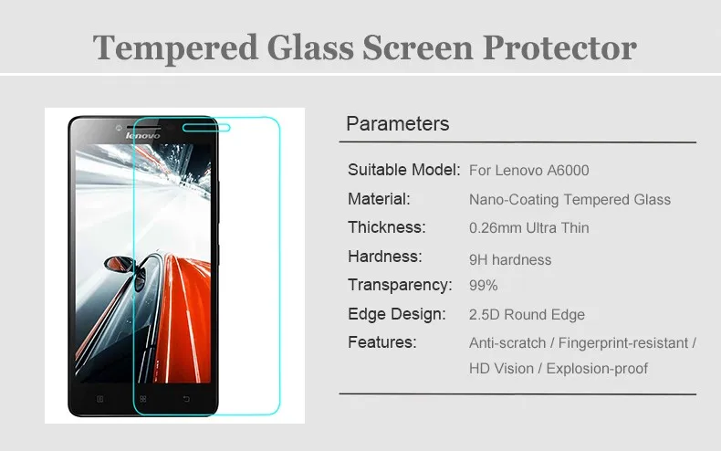 Для lenovo Lemon A6000 6010 защитная пленка из закаленного стекла для экрана 0,26 мм 9H 2.5D Защитная пленка для A6010 A6000-l A 6000 Plus