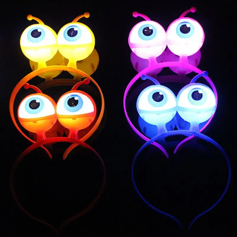 

New Alien Eyeball LED Hair Hoop Flashing Glow Headband Crown Heart Light Up Hairbands Hair Accessories Glow Party Christmas New