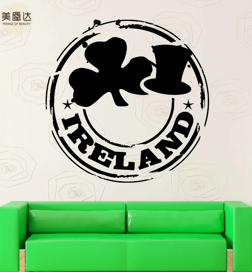 Wall Stickers Vinyl Decal Ireland Dublin Shamrock Symbol Luck Talisman