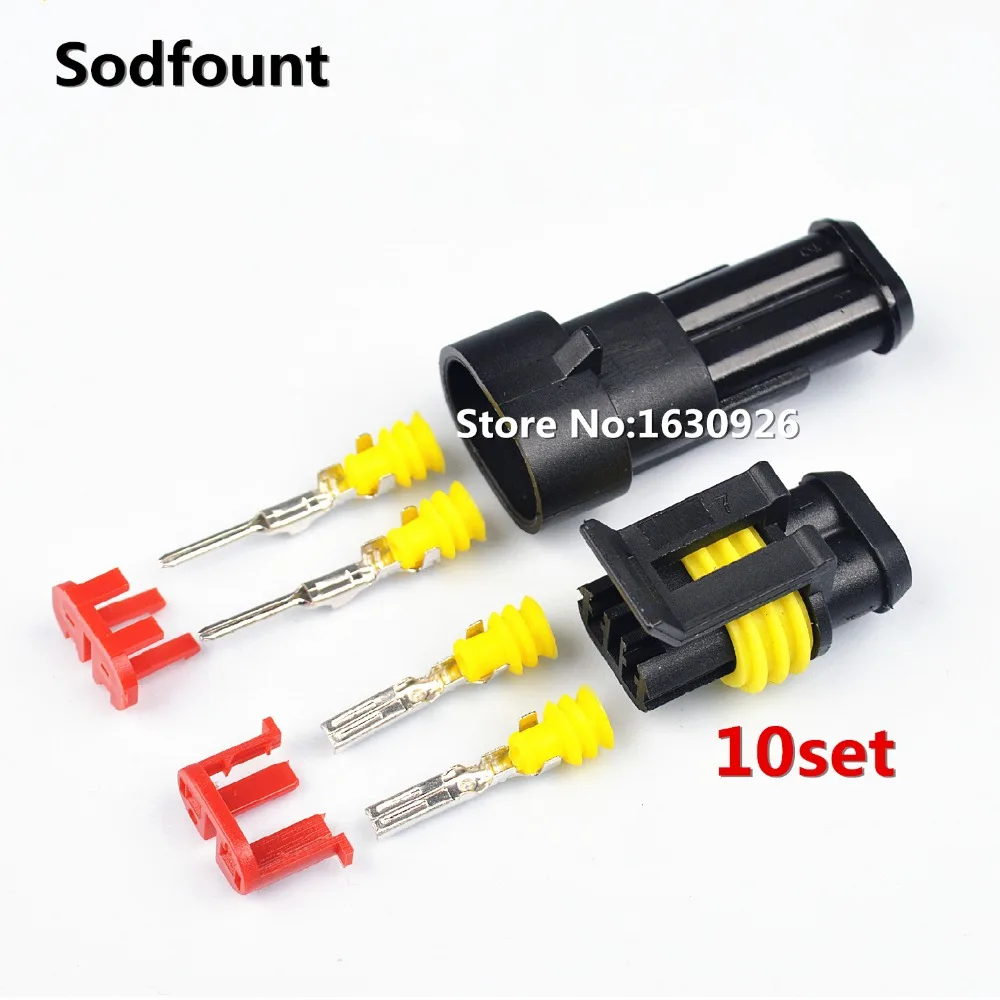 

free shipping 10 Kit 2 Pin Way Waterproof Electrical Wire Connector Plug