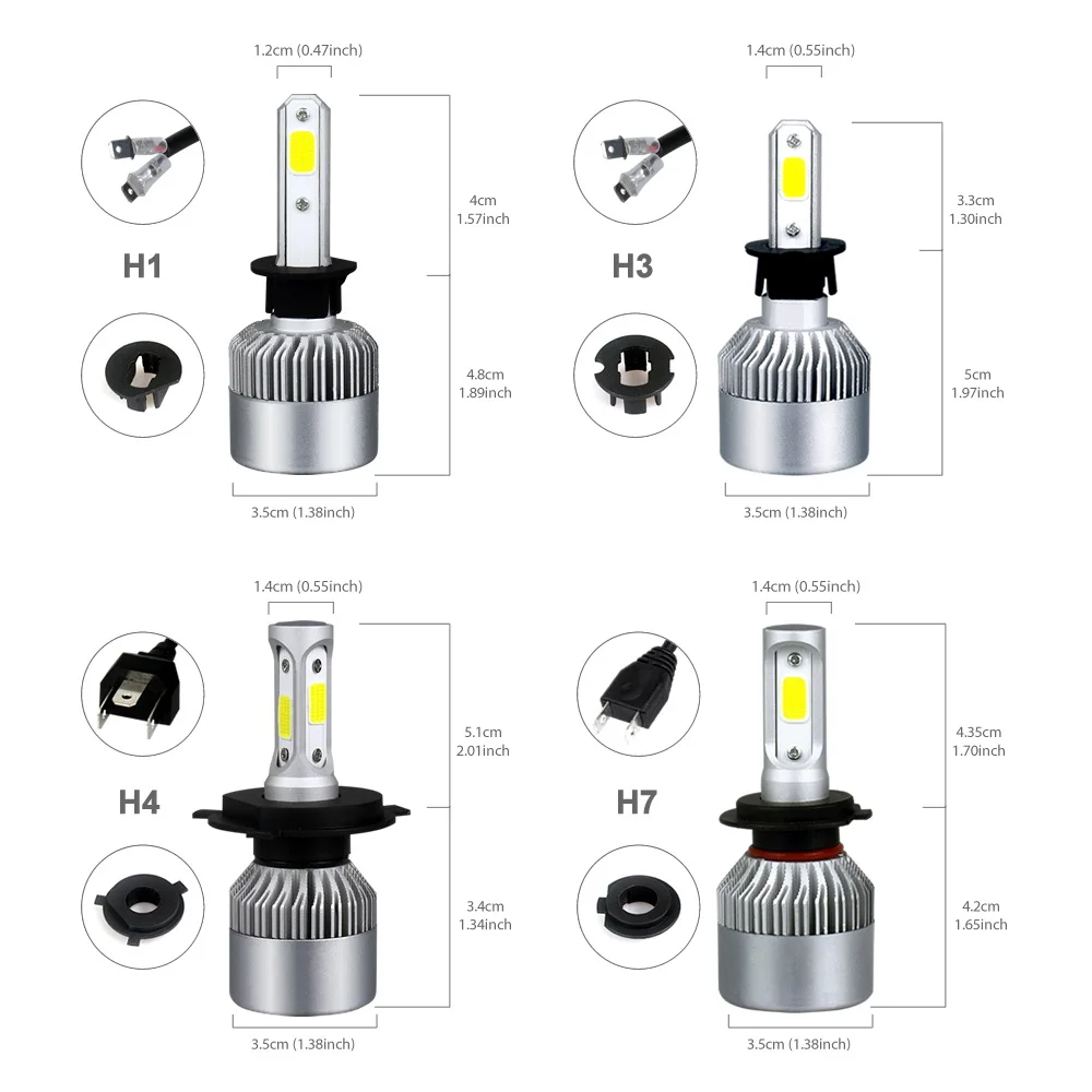 Flintzen 2 Шт Автомобильные передние фары LED наборы колб H7 светодиодный H4 HB3 H11 H1 9005 светодиодный фар автомобиля H3 6000 K 72 W фары для автомобилей фары лампы