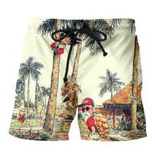 Мужские хипстерские летние быстросохнущие пляжные боксеры, шорты, 3D Dragon Ball Z Kid Goku, пляжные шорты с карманами