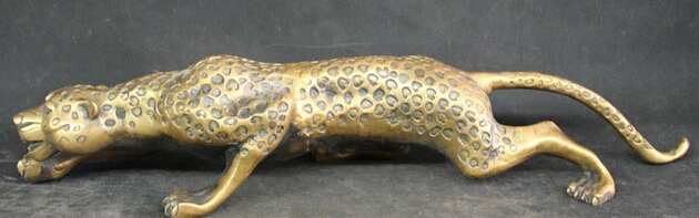 

JP S0524 26" Chinese Fengshui Copper Animal Running leopard panther Statue sculpture
