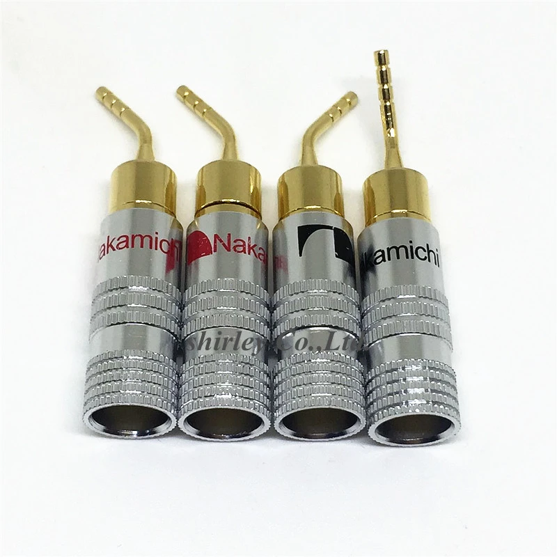 8PCS 2mm Banana Plug Nakamichi Gold Plated Speaker Cable Pin Angel Wire Screws Lock Connector for Musical HiFi Audio