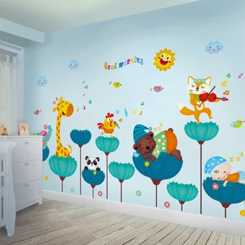 

3D three-dimensional cartoon animal Wallpaper children's room baby wall decoration painting wallpaper self-adhesive