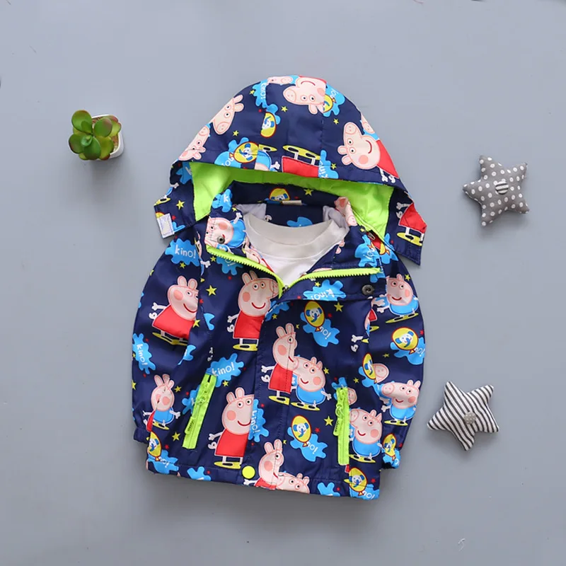 

Spring children's clothes boy girl pink pig Hooded jackets windbreaker kids clothes trench coat girl costume long sleeve