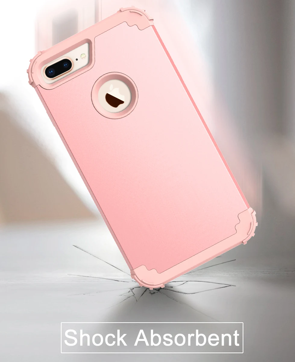 3 в 1 от смешанного воздействия Защитная крышка для iPhone 7 8 Plus силиконовая резиновая кожа Жесткий комбинированный бампер чехол для iPhone 7Plus 8 Plus крышка