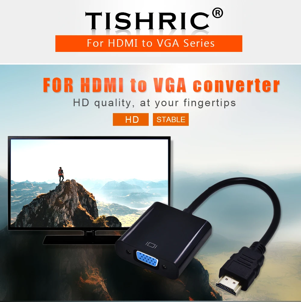 TISHRIC для HDMI к VGA адаптер аудио кабель HDMI2VGA мужчин и женщин цифро-аналоговый 1080P HD видео конвертер для PS4 проектор
