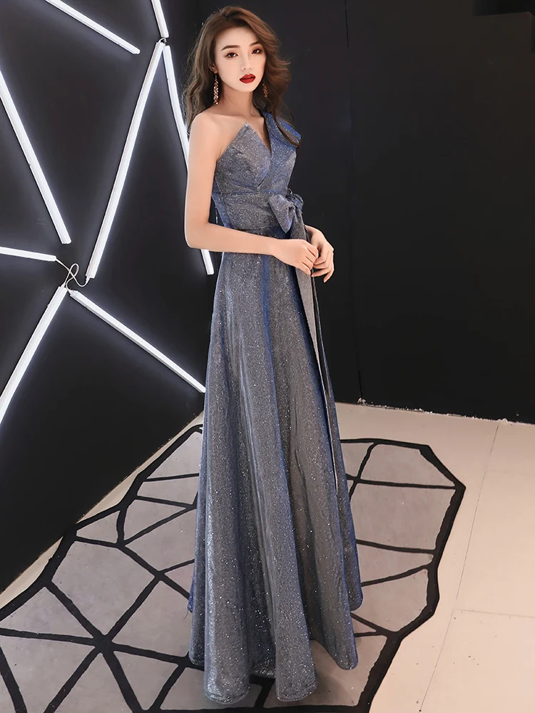 Robe De Soiree 2020 новые синие Элегантные Длинные Формальные Вечерние платья а силуэта с