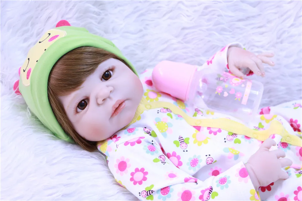 Девушка карие глаза Bebe 55 см полный Средства ухода за кожей силикона Reborn Baby Doll Игрушечные лошадки реалистичные детские-кукла реборн детские