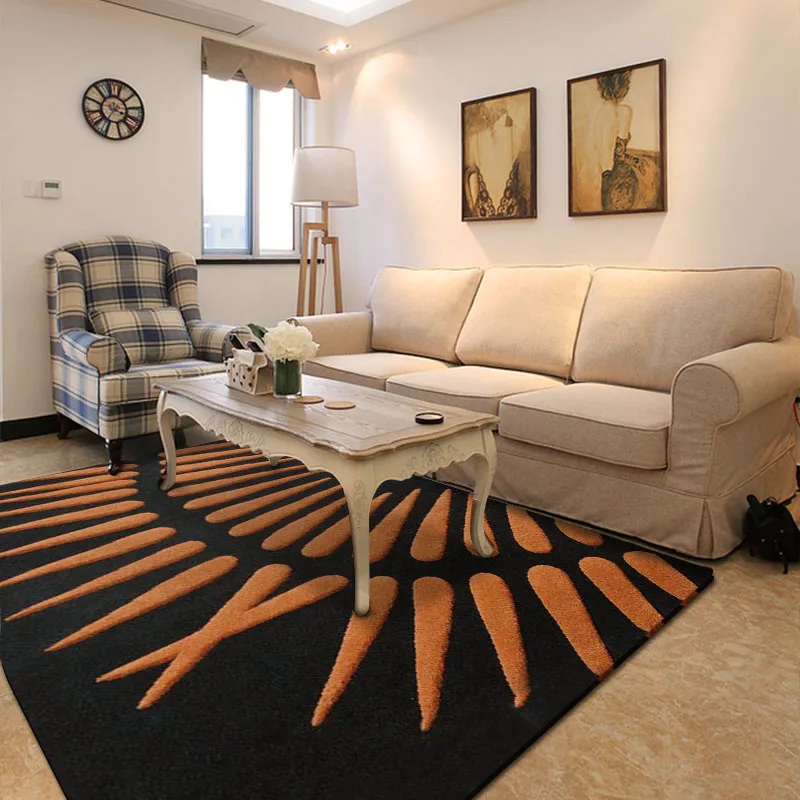

ALITEXTILEBTOC 100% Acrylic Simple Brown Striped Black Rectangular Carpet Suitable For Living Room Bedroom Comfort Carpet