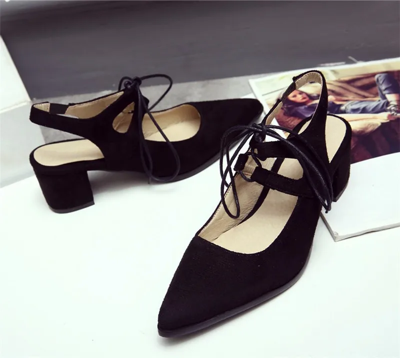 ENMAYLA/весенне-летняя обувь на шнуровке, женские туфли-лодочки из флока с острым носком, пикантная женская обувь, женские туфли-лодочки на