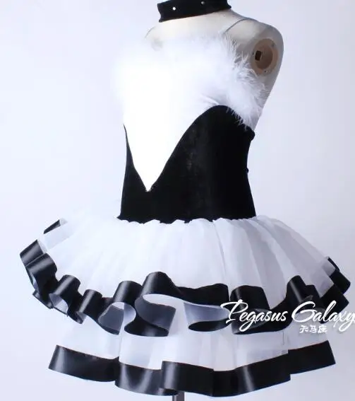 Черный белый с furadult Дети Танец пачка балерины Обувь для девочек Балетные костюмы Танцы платье выступление команды Балетные костюмы платье