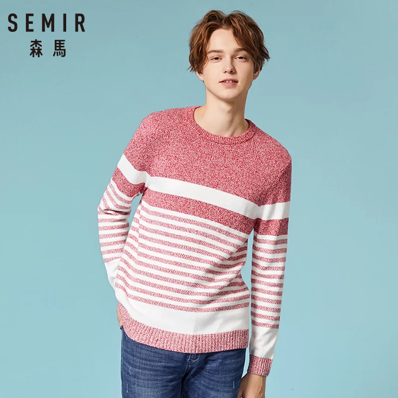 Осенний свитер SEMIR мужская Трикотажная брендовая одежда серого цвета из 100%