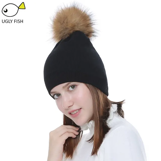 black pom hat