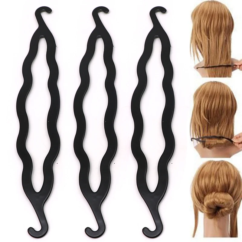 

1PC Hair Styling Donut Bun Ring Women Braiders Hair Twist Styling Clip Stick Elastic Bun Maker Braid Tool Girls Hair Accessories
