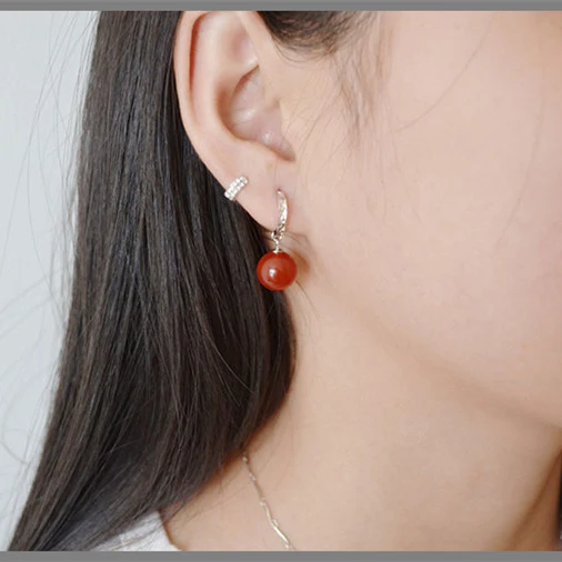 Серьги подвески из серебра 925 пробы 8 мм 3 цвета|jewelry cobalt|earrings pandaearring rack |