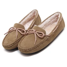 Senhoras planas sapatos mocassins deslizar sobre mulheres Flats Nó Suave Plush inverno quente saltos baixos mulheres sapatos peas sapatos casuais estudante mam