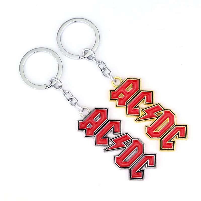 

MQCHUN Hot Rock Band AC/DC ACDC Logo Keychains Metal Pendant Keyring Fashion Music Band Key Chain For Women Men Fans Gift