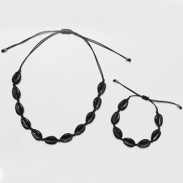Black Gun Plated Красочные летние горячие продажи браслет ювелирные изделия женские модные оболочки чокер подарок модные девушки ожерелье с раковинами - Окраска металла: Black Gun Plated