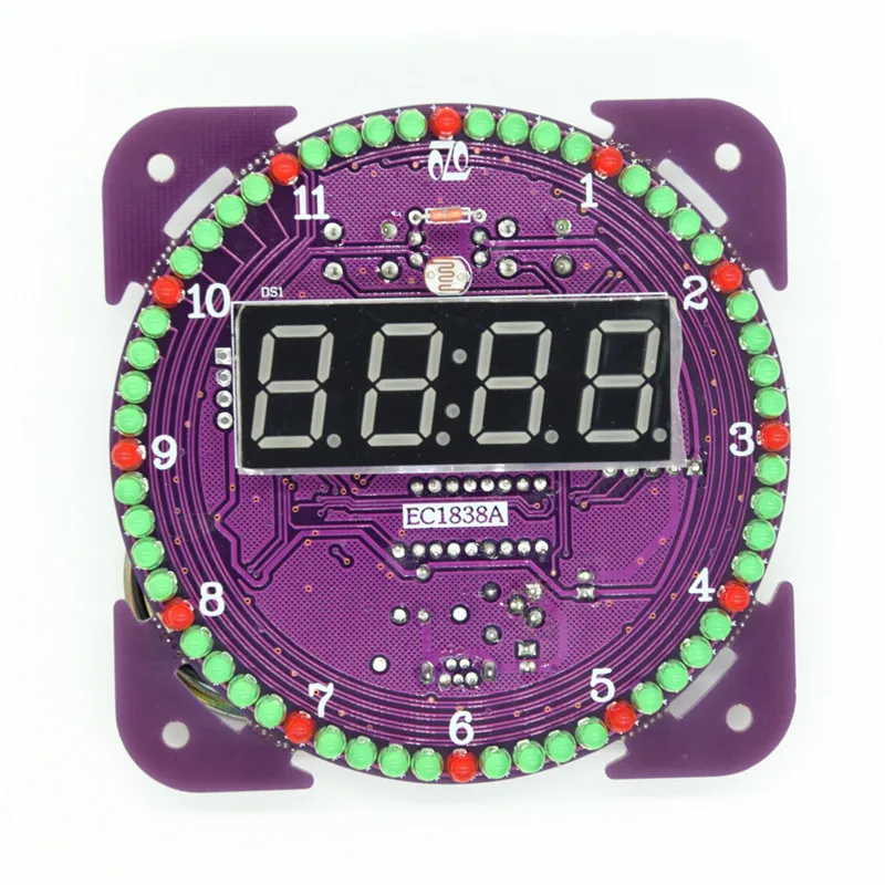 Четвертое поколение DIY EC1838A DS1302 светильник с управлением вращения светодиодный набор электронных часов вращающиеся электронные таймеры