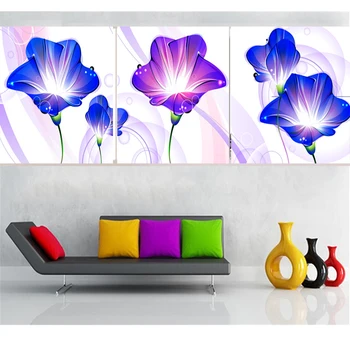 

Triptych Purple Morning glory 5d diamond embroidery kits cross-stitch home decor diamond painting mosaic diy pictures ZC104