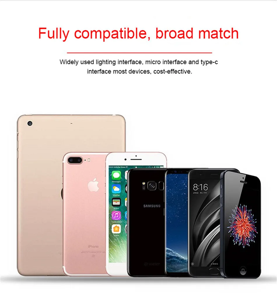 NOHON 3 in 1 Micro USB Type C Lighting Fast Charging Cables For iPhone 8 7 Plus X Samsung Huawei Android IOS Phone Charge Cable (7)