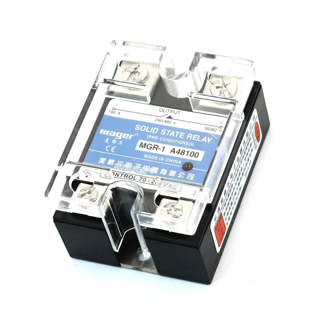 

Ac 24-480V 100A Single Phase Ac Control Ac Solid State Relay Mgr-1 A48100