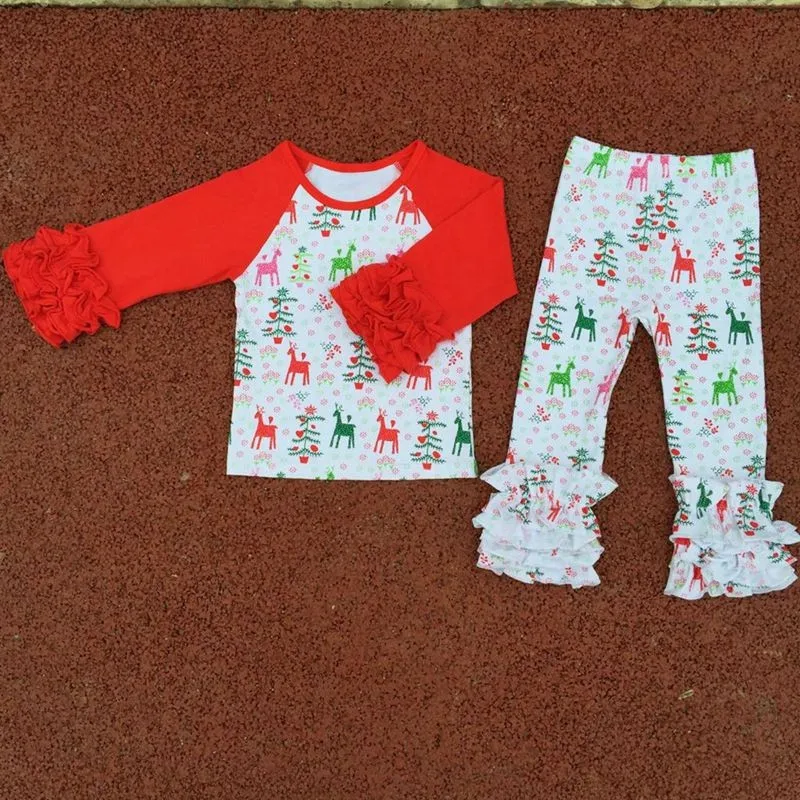 Рождественские леггинсы, Леггинсы для девочек, детские леггинсы с оборками и рождественским принтом, эксклюзивная Одежда для девочек