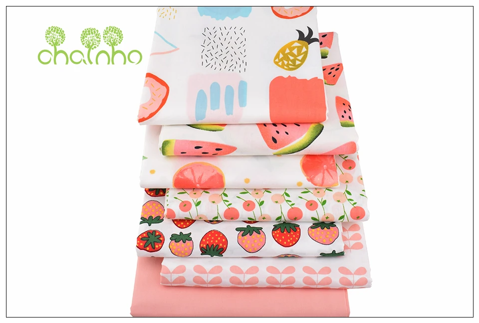 Chainho, розовая фруктовая серия, печатная твиловая, хлопковая ткань, для шитья своими руками, Детские простыни, подушки, материал, полуметр