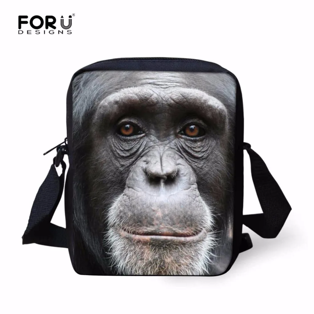 FORUDESIGNS Mini Animal Monkey Messenger Bags for Men Cool Zoo Boys