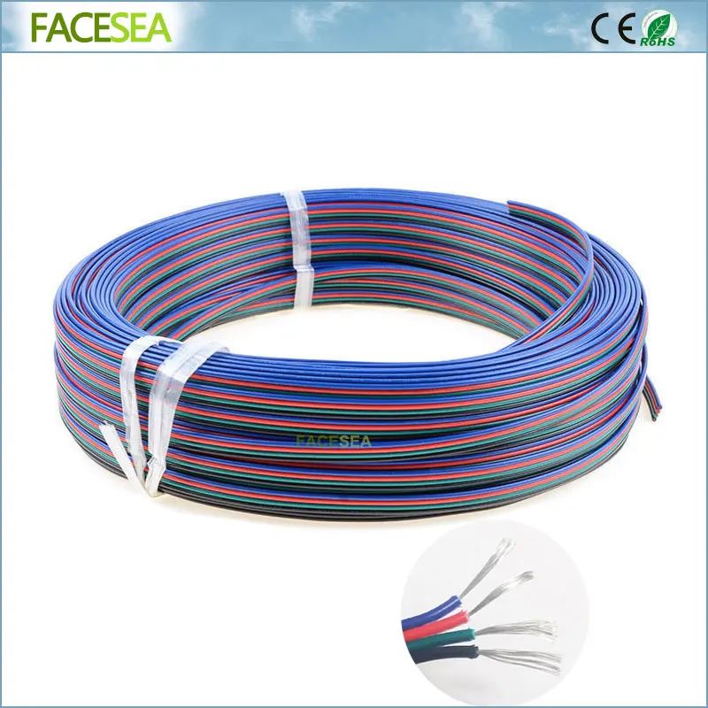 4 контактный медный провод из луженой меди удлинитель RGB Светодиодная лента 22AWG