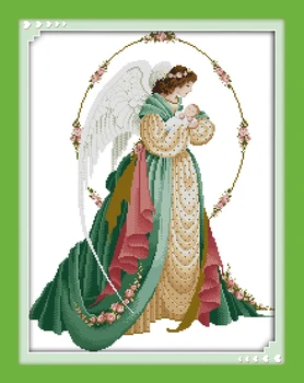 

Angel mother and son Printed Cross Stitch Kit Home Decorative 11CT 14CT DMC Chinese Embroidery Needlework DIY Cross-stitch set