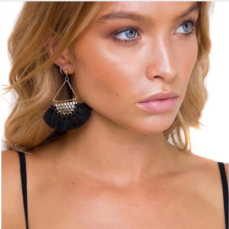 

15 Colors 2018 New Fashion Fringing Earrings Statement Jewelry Tassel Long Earring For Women Wedding Dangle Drop Earrings Gift