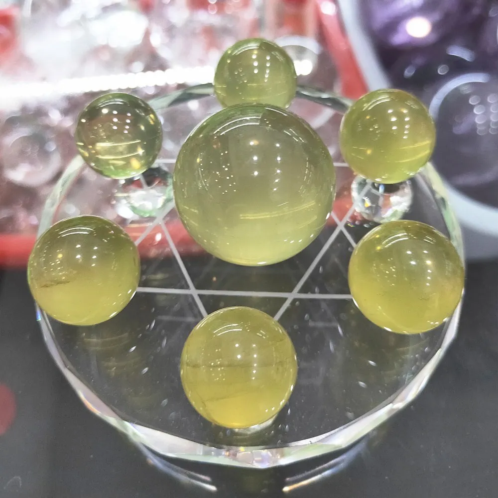 

Crystal ball Natural citrine Quartz Sphere Seven Star Group gemstone Sphere Ball Chakra glass base stand healing home decor