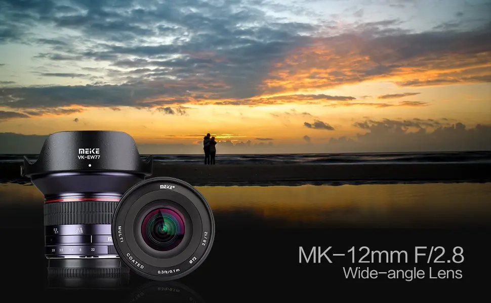 Meike 12 мм f/2,8 ультра Широкий формат фиксированный APS-C объектив с Съемный капюшон для ЖК-дисплея с подсветкой Fujifilm X поддерживающие беззеркальную APS-C Камера X-Pro2 X-E3