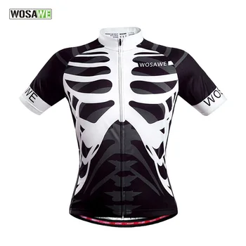 

WOSAWE Cycling Shirt Men Jerseys-short Camisa Ciclismo Preto e Branco Jerceys Skeleton Bone Mountain Bicycle Sportswear Fitness