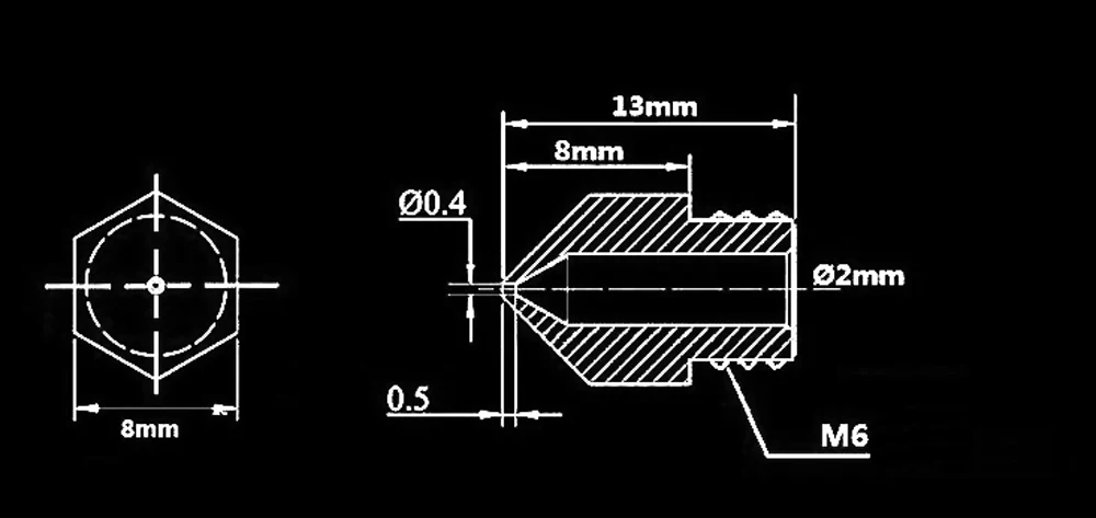 Размер сопла 13x8 мм 0 4 6 8 1 для 75 нити 3D принтера экструдер из нержавеющей