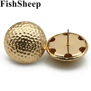 

FishSheep Statement 3 Color Round Button Stud Earrings For Women Vintage Gold/Silver Color Half Round Beads Earring Jewelry Gift