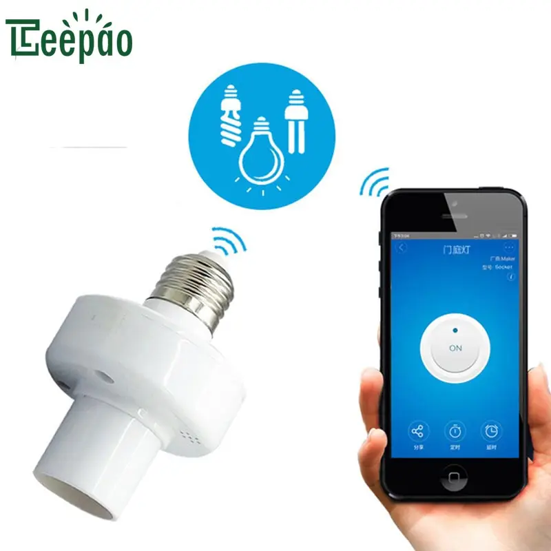 

Teepao E27 Smart Home Lamp Holder LED Bulb Screw Mouth RF Wifi Wireless APP Remote Control Smart Light Lamp Holder via Phone