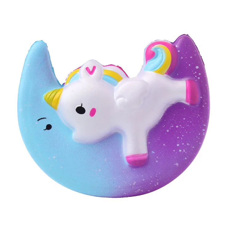 New 11CM Cute Rainbow Moon Flying Horse Squishy Jumbo Slow Rising Soft Squeeze Kawaii Cake Charm Bread Kid Toy Gift Dropshipping | Мобильные