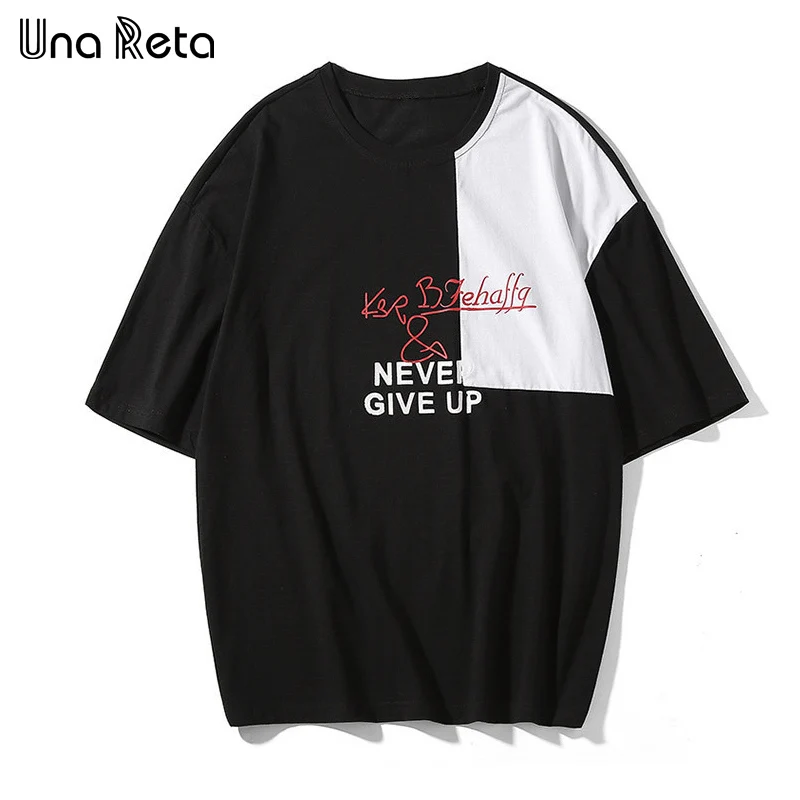 Una Reta летние Для мужчин футболки с принтом футболки в стиле «хип-хоп» с принтом футболка с короткими рукавами модная повседневная Футболки свободная, с коротким рукавом, футболки - Цвет: Черный
