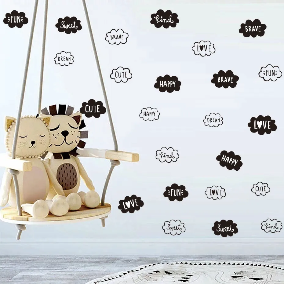 لطيف سحابة و الكلمات ملصقات جدار DIY الفن ملصق حائط من الفينيل‏ مجموعة ديكور المنزل ل حضانة بيبى الأطفال الاطفال نوم ورق حائط لغرفة المعيشة